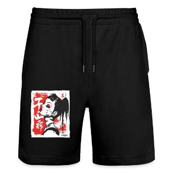 Fille japonaise cool - Short de jogging bio TRAINER Stanley/Stella unisexe - noir - Devant - Nik (191cm) & Marisol (170cm)