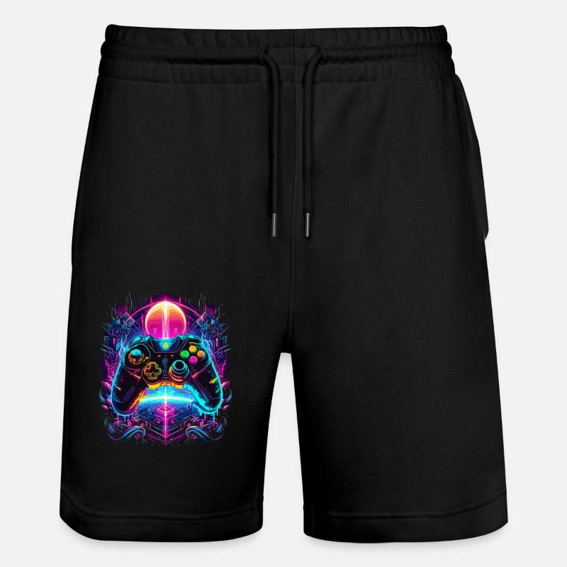 Vibrant Cyberpunk Retro Gaming Controller - Stanley/Stella Trainer Unisex Organic Jogging Shorts - black