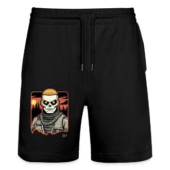 Nature Night of the Freak : Skull Rocker - Short de jogging bio TRAINER Stanley/Stella unisexe - noir - Devant - Nik (191cm) & Marisol (170cm)