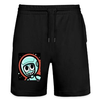 Funny Astronaut Explorer Cartoon - Stanley/Stella Unisex Bio Joggingshorts Trainer  - Schwarz - Vorne - Nik (191cm) & Marisol (170cm)