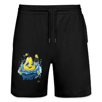 Funny Water Wet Pear : Une poire mouillée - Short de jogging bio TRAINER Stanley/Stella unisexe - noir - Devant - Nik (191cm) & Marisol (170cm)