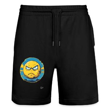 Gelbe und Blaue Wütende Ukrainische Sonne - Stanley/Stella Unisex Bio Joggingshorts Trainer  - Schwarz - Vorne - Nik (191cm) & Marisol (170cm)