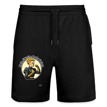 Marie - The Heroine of Radiation - Stanley/Stella Trainer Unisex Organic Jogging Shorts - black - Front - Nik (191cm) & Marisol (170cm)