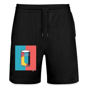 Pop Art und eine bunte Dose - Stanley/Stella Unisex Bio Joggingshorts Trainer  - Schwarz - Vorne - Nik (191cm) & Marisol (170cm)