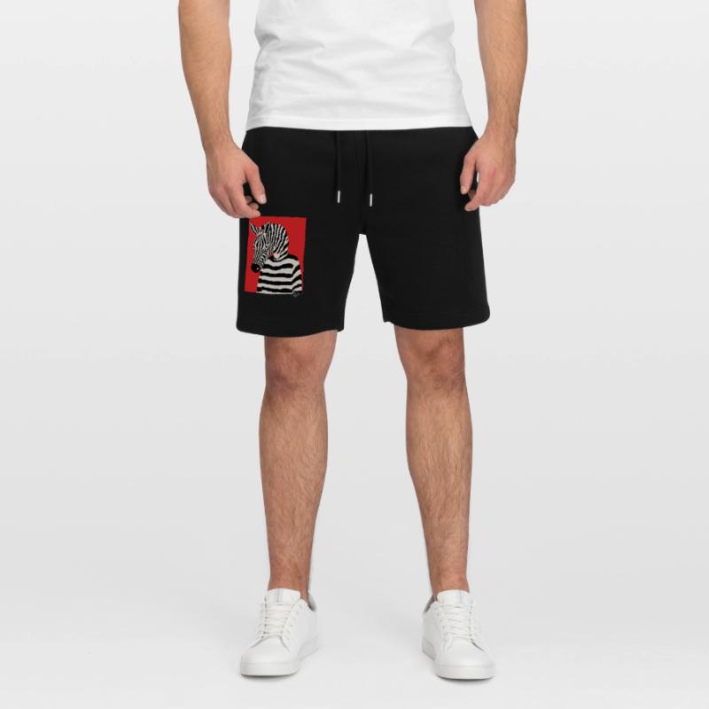 Cartoon Comic Kunst eines Zebra mit Pullover Stanley/Stella Unisex Bio Joggingshorts Trainer 