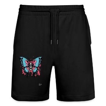 Clown Schmetterling - Stanley/Stella Unisex Bio Joggingshorts Trainer  - Schwarz - Vorne - Nik (191cm) & Marisol (170cm)