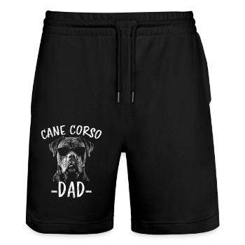 Cane Corso Italiano Papa Papa Cane Corso Cadeau - Short de jogging bio TRAINER Stanley/Stella unisexe - noir - Devant - Nik (191cm) & Marisol (170cm)