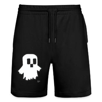Funny Little Cartoon Pixel Ghost - Stanley/Stella Trainer Unisex Organic Jogging Shorts - black - Front - Nik (191cm) & Marisol (170cm)