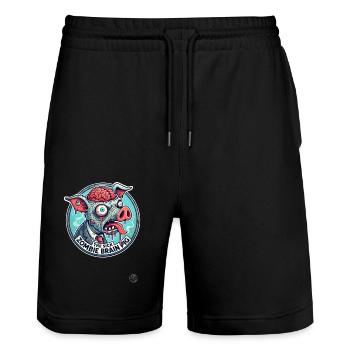 The Sick Brain Zombie Pig - Stanley/Stella Trainer Unisex Organic Jogging Shorts - black - Front - Nik (191cm) & Marisol (170cm)