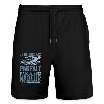 Swimmer | I'm not perfect, I'm a swimmer - Stanley/Stella Trainer Unisex Organic Jogging Shorts - black - Front - Nik (191cm) & Marisol (170cm)