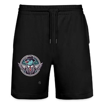 Gentleman vintage rétro avec colombe - Short de jogging bio TRAINER Stanley/Stella unisexe - noir - Devant - Nik (191cm) & Marisol (170cm)