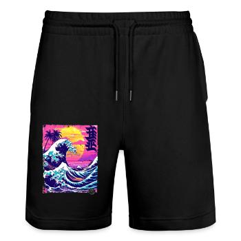 L’été frais au Japon Kanagawa - Short de jogging bio TRAINER Stanley/Stella unisexe - noir - Devant - Nik (191cm) & Marisol (170cm)