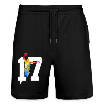 NUMBER 17 BASKETBALL 17TH BIRTHDAY - Stanley/Stella Trainer Unisex Organic Jogging Shorts - black - Front - Nik (191cm) & Marisol (170cm)