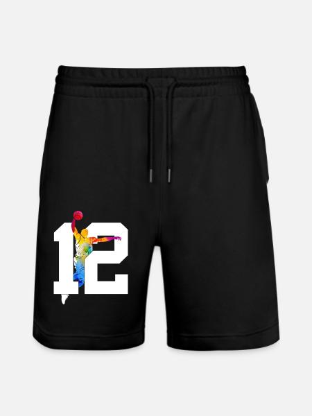NUMBER 12 BASKETBALL 12TH BIRTHDAY - Stanley/Stella Trainer Unisex Organic Jogging Shorts - black