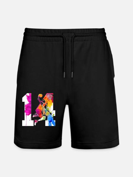 14TH BIRTHDAY BASKETBALL NUMBER 14 - Stanley/Stella Trainer Unisex Organic Jogging Shorts - black