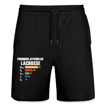 Maillot lacrosse je peux pas j'ai lacrosse - Short de jogging bio TRAINER Stanley/Stella unisexe - noir - Devant - Nik (191cm) & Marisol (170cm)