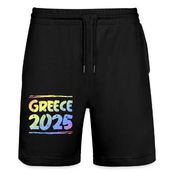 Grèce 2025 Coloré - Short de jogging bio TRAINER Stanley/Stella unisexe - noir - Devant - Nik (191cm) & Marisol (170cm)