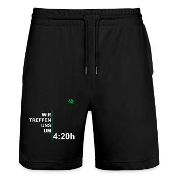 Wir Treffen Uns Um 420 - Stanley/Stella Unisex Bio Joggingshorts Trainer  - Schwarz - Vorne - Nik (191cm) & Marisol (170cm)