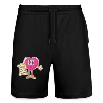 Mascotte vintage amour et tolérance - Short de jogging bio TRAINER Stanley/Stella unisexe - noir - Devant - Nik (191cm) & Marisol (170cm)