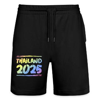 Thailand 2025 Bunt - Stanley/Stella Unisex Bio Joggingshorts Trainer  - Schwarz - Vorne - Nik (191cm) & Marisol (170cm)