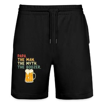 Lustiger Vater Spruch - Alkoholiker Papa - Stanley/Stella Unisex Bio Joggingshorts Trainer  - Schwarz - Vorne - Nik (191cm) & Marisol (170cm)