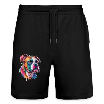 Chiens Boxer Chien Drôle d’Amour - Short de jogging bio TRAINER Stanley/Stella unisexe - noir - Devant - Nik (191cm) & Marisol (170cm)