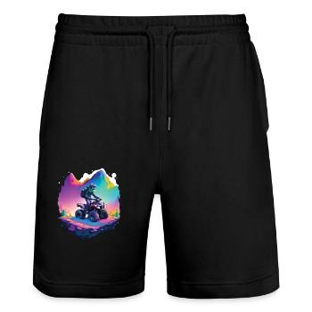 Quad Bike Outdoor Tour Rennen Quadfahrer Design - Stanley/Stella Unisex Bio Joggingshorts Trainer  - Schwarz - Vorne - Nik (191cm) & Marisol (170cm)