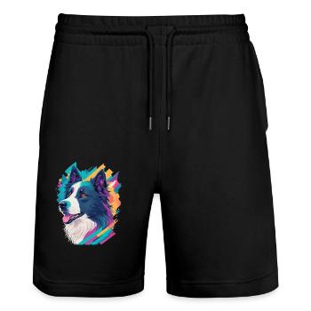 Border Collie Dogs Love Dog Pet Design - Short de jogging bio TRAINER Stanley/Stella unisexe - noir - Devant - Nik (191cm) & Marisol (170cm)