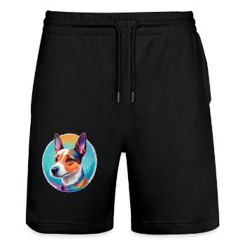 Jack Russel Dog Favorite Dog & Faithful Companion - Stanley/Stella Trainer Unisex Organic Jogging Shorts - black - Front - Nik (191cm) & Marisol (170cm)