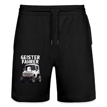 Geister Fahrer ein lustiger Halloween Spruch - Stanley/Stella Unisex Bio Joggingshorts Trainer  - Schwarz - Vorne - Nik (191cm) & Marisol (170cm)