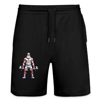 Senior Kraftsport Bodybuilding Opa Stärke - Stanley/Stella Unisex Bio Joggingshorts Trainer  - Schwarz - Vorne - Nik (191cm) & Marisol (170cm)