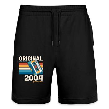 19e anniversaire Cassette Décembre Millésime 2004 - Short de jogging bio TRAINER Stanley/Stella unisexe - noir - Devant - Nik (191cm) & Marisol (170cm)
