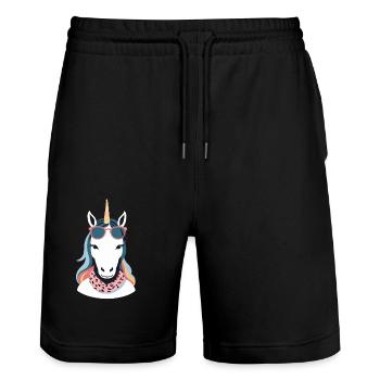 Einhorn Mama Einhörner Liebende Lustige Stylische - Stanley/Stella Unisex Bio Joggingshorts Trainer  - Schwarz - Vorne - Nik (191cm) & Marisol (170cm)