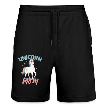 Licorne Maman Licornes Aimant Drôle Élégant - Short de jogging bio TRAINER Stanley/Stella unisexe - noir - Devant - Nik (191cm) & Marisol (170cm)