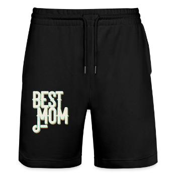 Best Mom Proud Mom Funny Mom Design - Stanley/Stella Trainer Unisex Organic Jogging Shorts - black - Front - Nik (191cm) & Marisol (170cm)