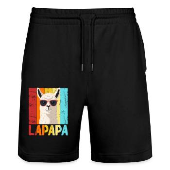 Lapapa Drôle Lama Papa Style Parfait - Short de jogging bio TRAINER Stanley/Stella unisexe - noir - Devant - Nik (191cm) & Marisol (170cm)