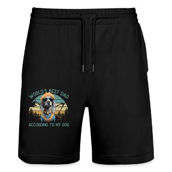 Welt Bester Hundepapa Weimaraner Hundeliebhaber - Stanley/Stella Unisex Bio Joggingshorts Trainer  - Schwarz - Vorne - Nik (191cm) & Marisol (170cm)