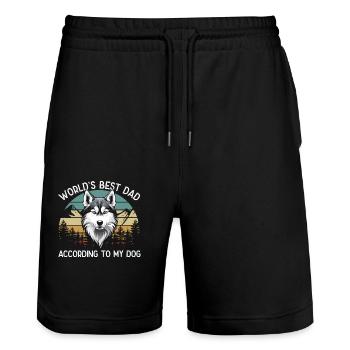 World Best Dog Dad Siberian Husky Funny - Stanley/Stella Trainer Unisex Organic Jogging Shorts - black - Front - Nik (191cm) & Marisol (170cm)