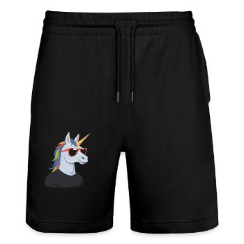Papa Einhorn Lustiges Vatertag Design - Stanley/Stella Unisex Bio Joggingshorts Trainer  - Schwarz - Vorne - Nik (191cm) & Marisol (170cm)