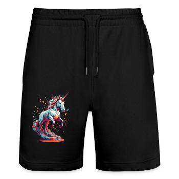 Unicorn Lover Funny Unicorns Cute Unicorn - Stanley/Stella Trainer Unisex Organic Jogging Shorts - black - Front - Nik (191cm) & Marisol (170cm)
