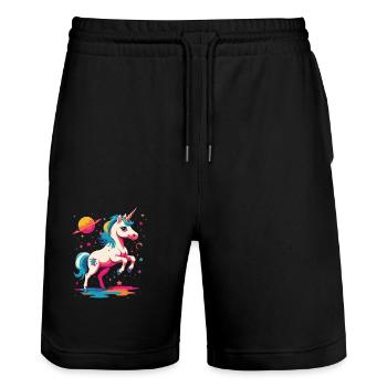 Licorne Fille Drôle Licornes Grand Design - Short de jogging bio TRAINER Stanley/Stella unisexe - noir - Devant - Nik (191cm) & Marisol (170cm)