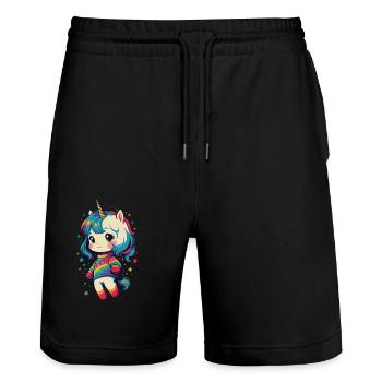 Great Unicorn Lover Design Funny Unicorns - Stanley/Stella Trainer Unisex Organic Jogging Shorts - black - Front - Nik (191cm) & Marisol (170cm)