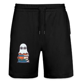 Book Lover Style Reading Halloween Ghost - Stanley/Stella Trainer Unisex Organic Jogging Shorts - black - Front - Nik (191cm) & Marisol (170cm)