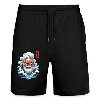 Japanischer Daruma Ästhetik Vintage Yokai - Stanley/Stella Unisex Bio Joggingshorts Trainer  - Schwarz - Vorne - Nik (191cm) & Marisol (170cm)