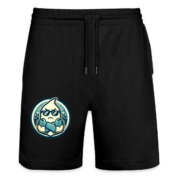 Cool Ghost Vintage Art Style Spooky Season - Stanley/Stella Unisex Bio Joggingshorts Trainer  - Schwarz - Vorne - Nik (191cm) & Marisol (170cm)