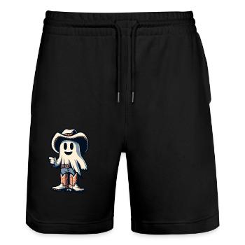 Lustiger Cowboy Geisterjäger Hut Boots Halloween - Stanley/Stella Unisex Bio Joggingshorts Trainer  - Schwarz - Vorne - Nik (191cm) & Marisol (170cm)