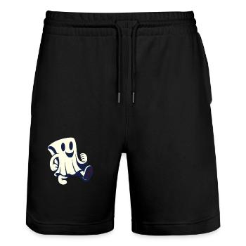 Funny Vintage Ghost Retro Art Style Halloween - Stanley/Stella Unisex Bio Joggingshorts Trainer  - Schwarz - Vorne - Nik (191cm) & Marisol (170cm)