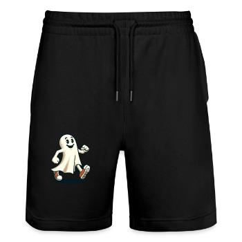 Funny Vintage Ghost Retro Art Style Halloween - Stanley/Stella Unisex Bio Joggingshorts Trainer  - Schwarz - Vorne - Nik (191cm) & Marisol (170cm)