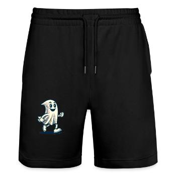 Funny Vintage Ghost Retro Art Style Halloween - Stanley/Stella Unisex Bio Joggingshorts Trainer  - Schwarz - Vorne - Nik (191cm) & Marisol (170cm)