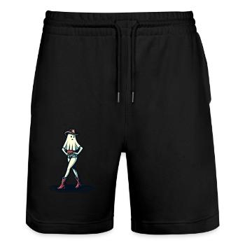 Drôle Halloween Fille Fantôme Bottes Chapeau De Cowboy - Short de jogging bio TRAINER Stanley/Stella unisexe - noir - Devant - Nik (191cm) & Marisol (170cm)